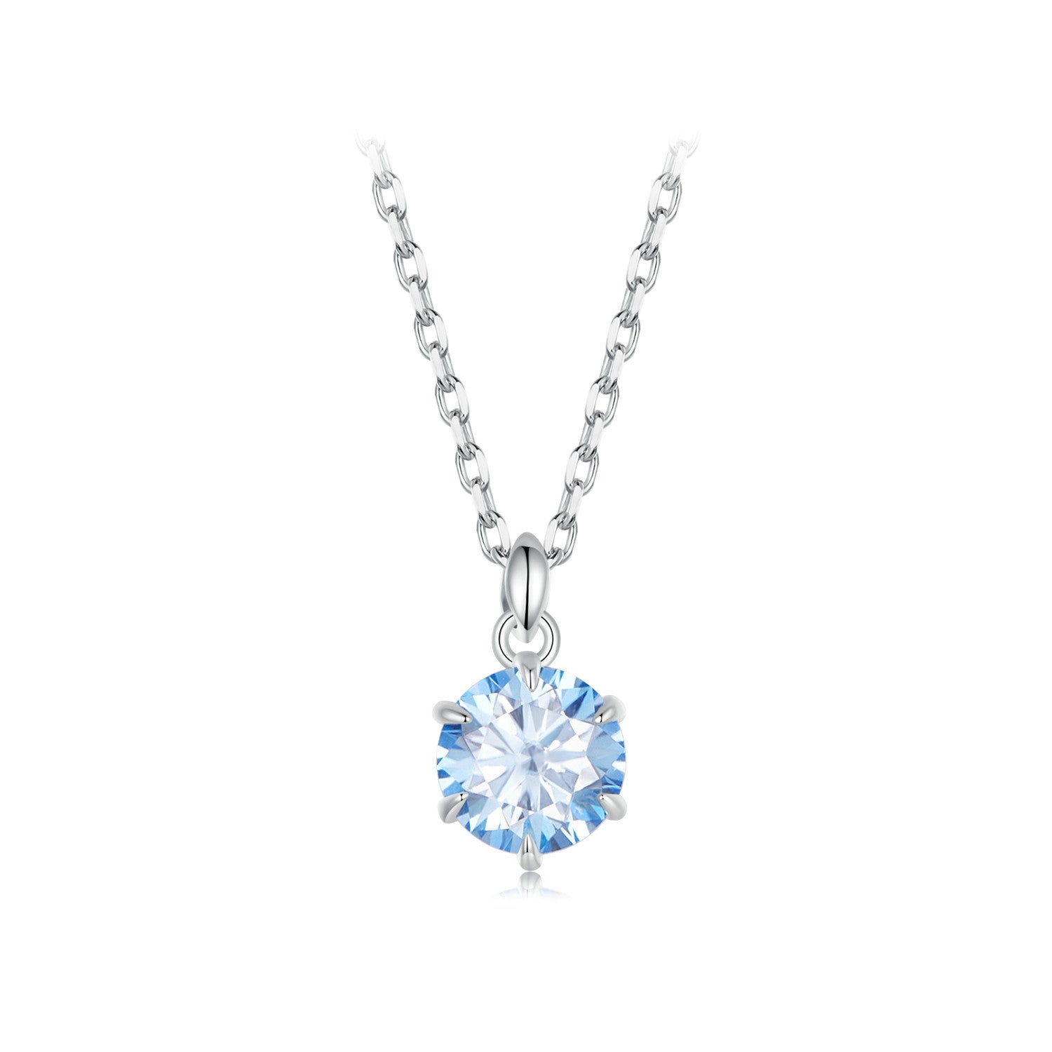 Sterling silver moissanite pendant necklace with 6.5mm blue stone on a link chain Bids.com on Tampa Home & Garden Store
