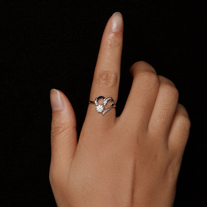925 Sterling Silver Moissanite Heart-Shaped Ring Size 7 for Women by Bids.com on Tampa Home & Garden Store