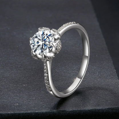 Moissanite ring 1ct, 925 silver, white gold plated, size 6, pavé band by Bids.com on Tampa Home & Garden Store