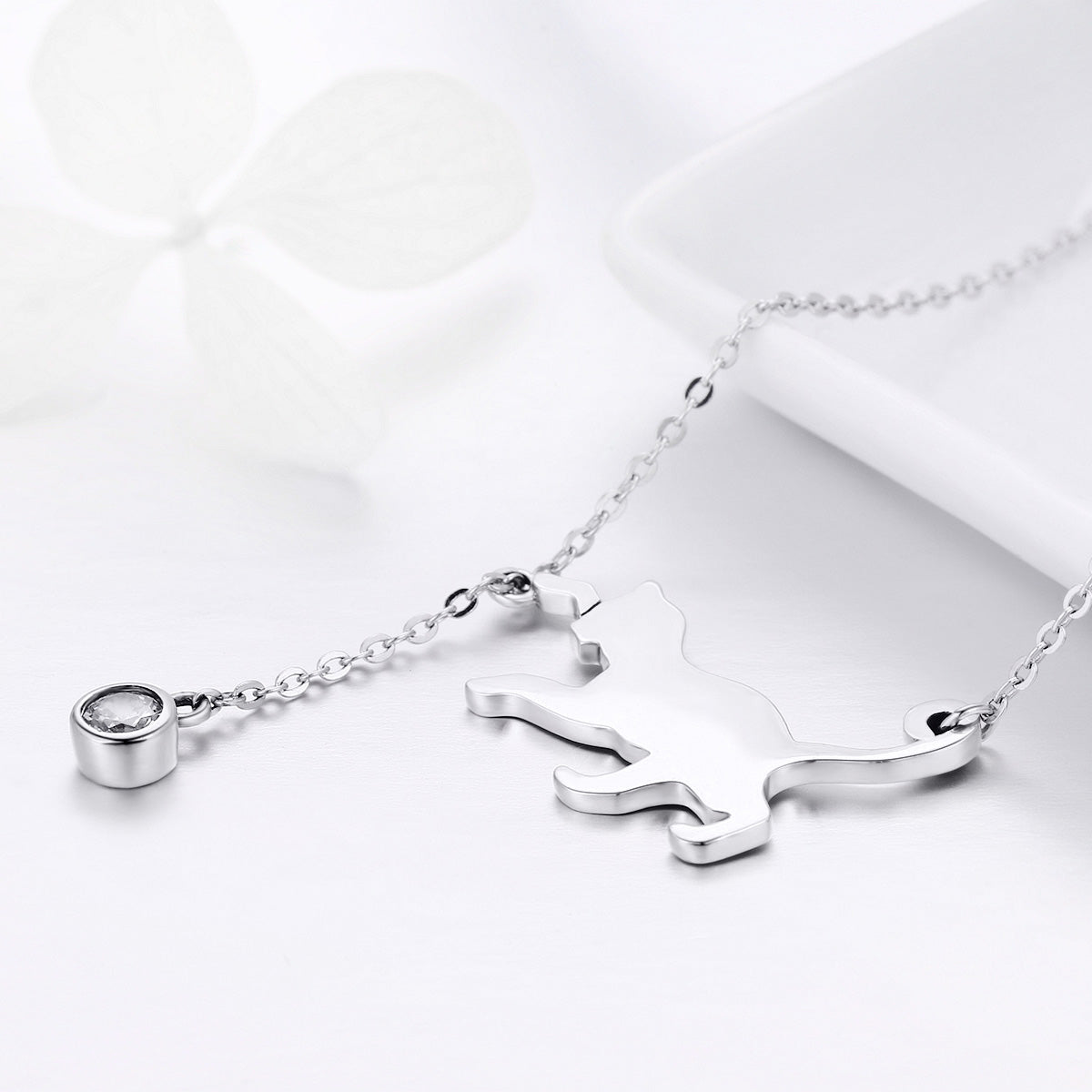 Necklace: 925 Sterling Silver cat silhouette pendant on 38–45cm chain by Bids.com on Tampa Home & Garden Store