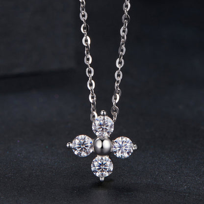 Moissanite necklace with five-stone flower pendant on sterling silver & white gold plated chain by Bids.com on Tampa Home & Garden Store