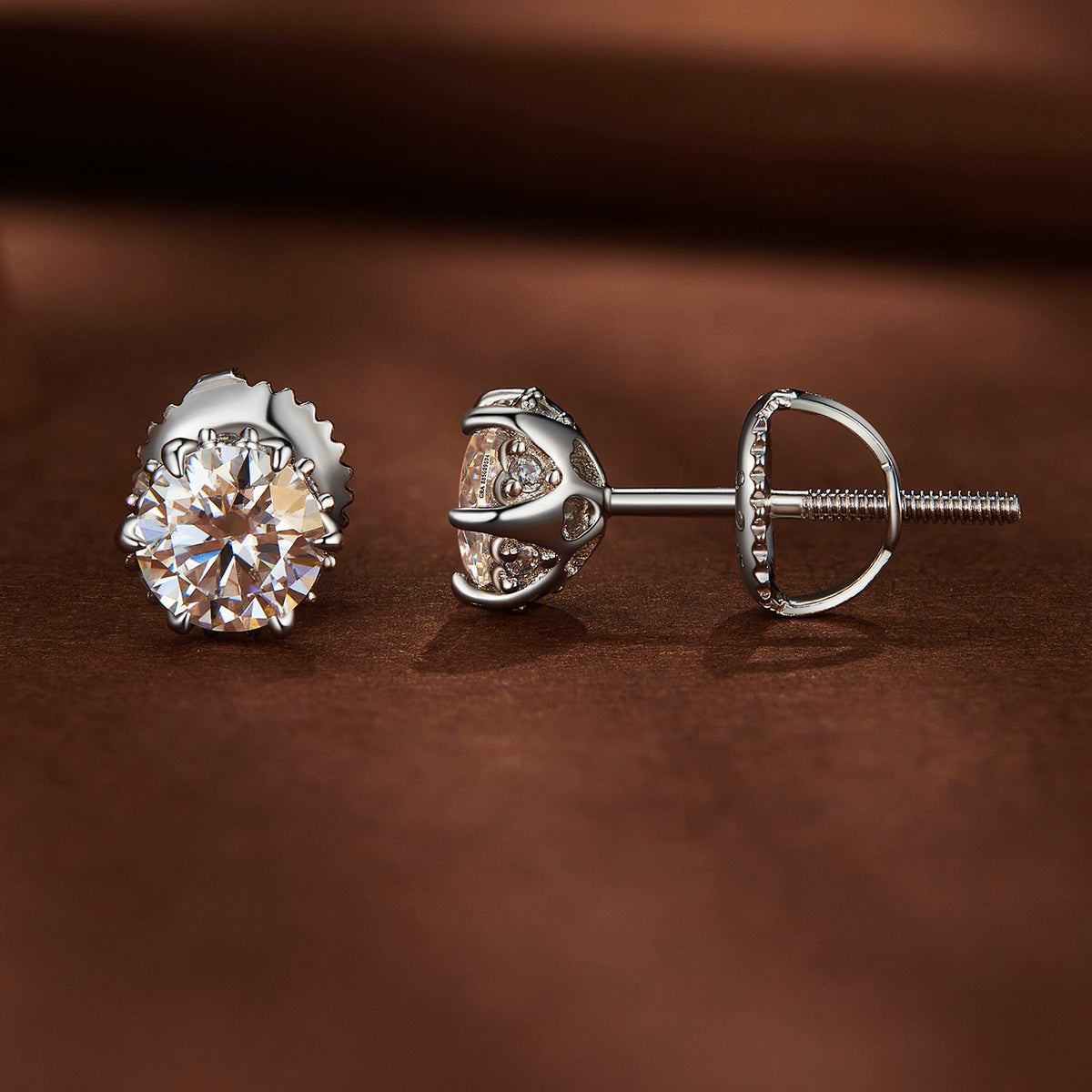 Earrings 925 Sterling Silver Moissanite stud 6.5mm, round brilliant, Bids.com on Tampa Home & Garden Store