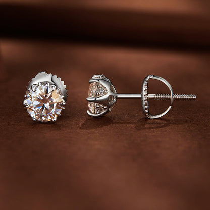 Earrings 925 Sterling Silver Moissanite stud 6.5mm, round brilliant, Bids.com on Tampa Home & Garden Store