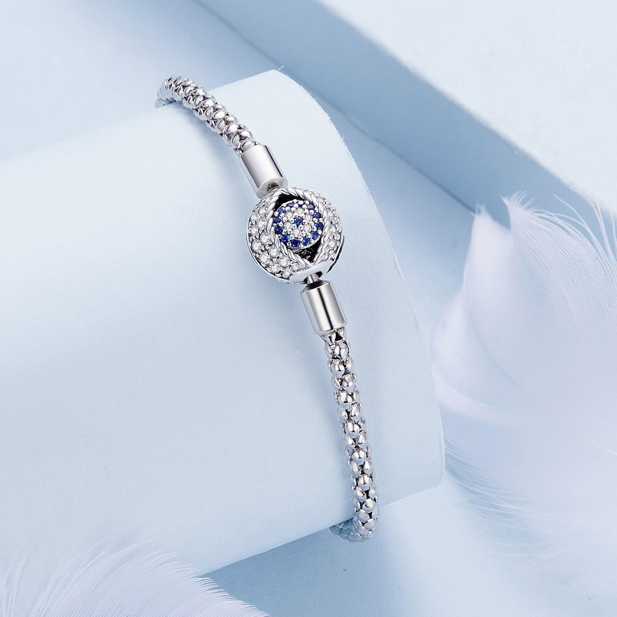925 Sterling Silver pave CZ bracelet with blue CZ stones oxidized finish 17 cm Bids.com on Tampa Home & Garden Store