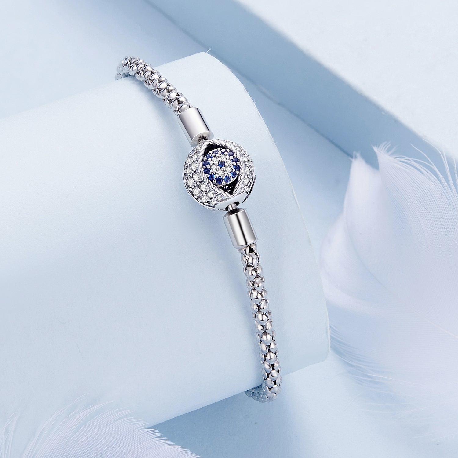 925 Sterling Silver pave CZ bracelet with blue CZ stones oxidized finish 17 cm Bids.com on Tampa Home & Garden Store