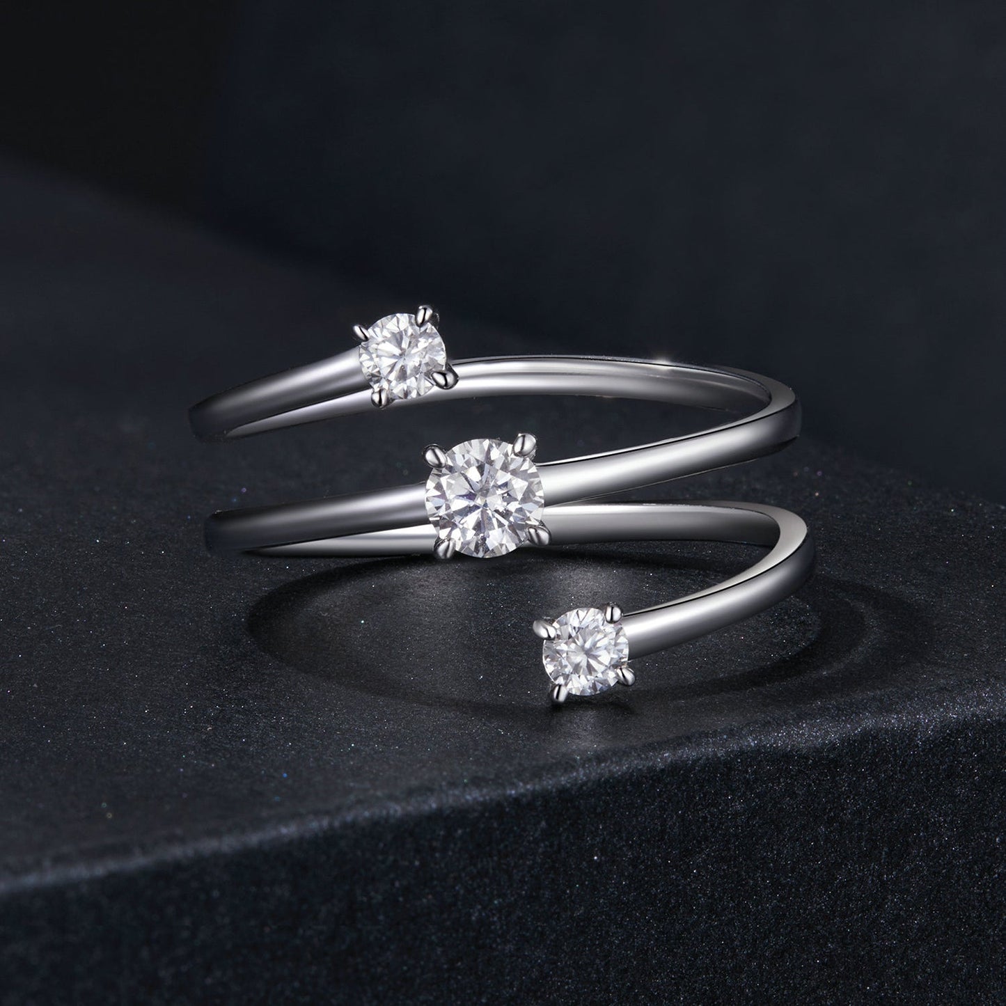 925 Sterling Silver 3mm Moissanite Ring for Women triple stacked rings with stones Bids.com on Tampa Home & Garden Store