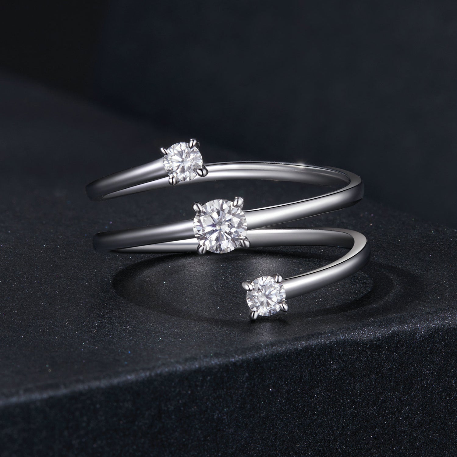 925 Sterling Silver 3mm Moissanite Ring for Women triple stacked rings with stones Bids.com on Tampa Home & Garden Store