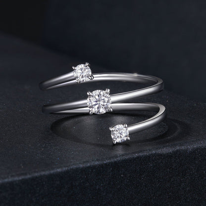 925 Sterling Silver 3mm Moissanite Ring for Women triple stacked rings with stones Bids.com on Tampa Home & Garden Store