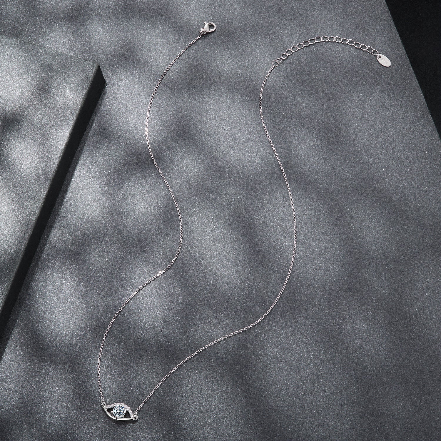 925 Sterling Silver Moissanite Necklace teardrop pendant, 40+5 cm chain, for Women, by Bids.com on Tampa Home & Garden Store