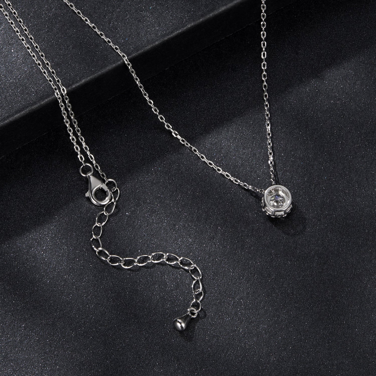 925 Sterling Silver Moissanite Necklace 40+5cm with Pavé Setting pendant on silver chain on Tampa Home & Garden Store