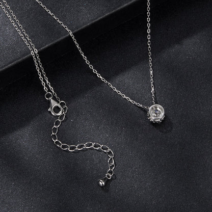 925 Sterling Silver Moissanite Necklace 40+5cm with Pavé Setting pendant on silver chain on Tampa Home & Garden Store