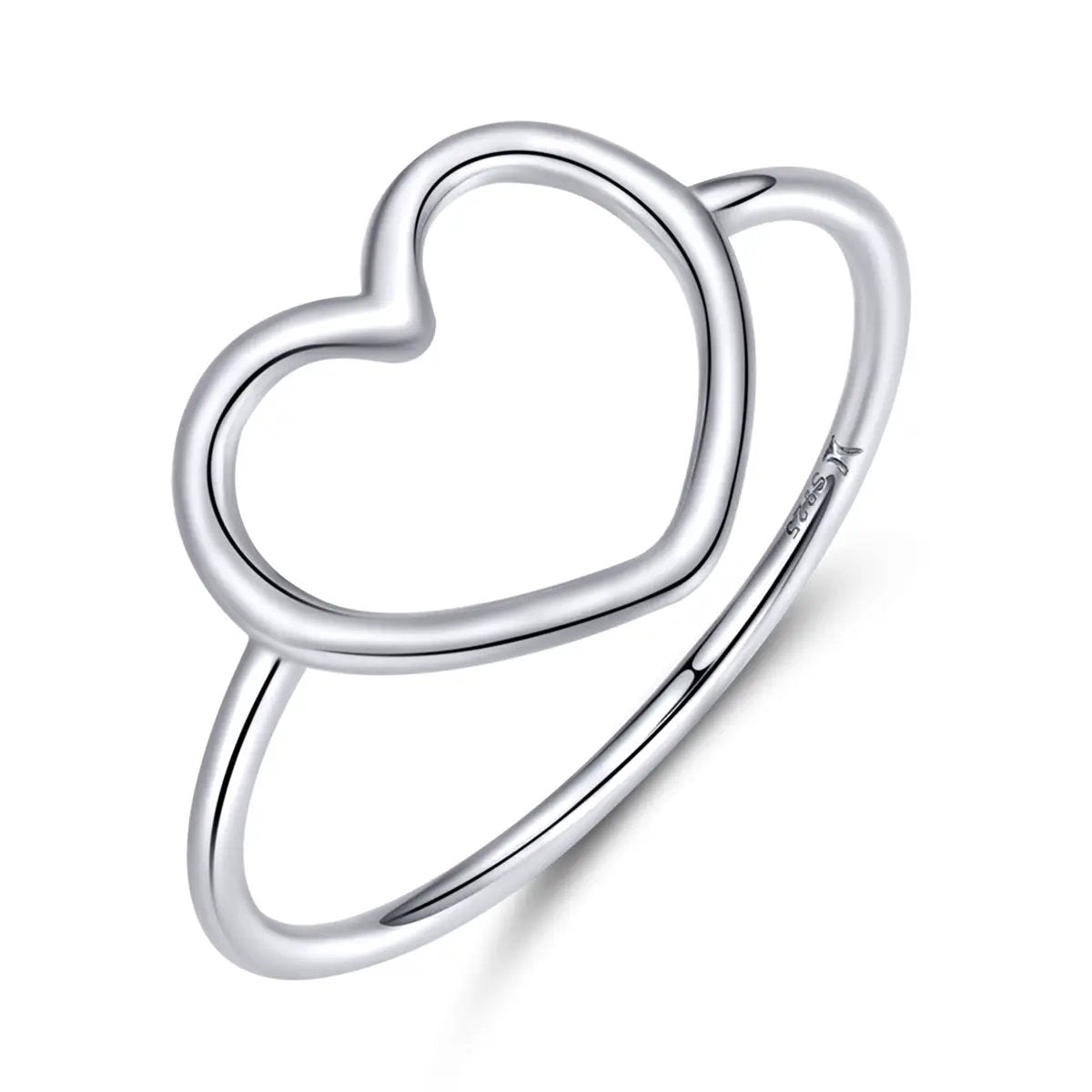 Open heart ring in 925 sterling silver plated platinum, size 6, for women by Bids.com on Tampa Home & Garden Store