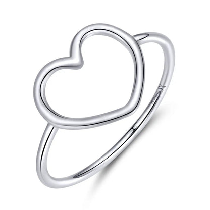 Open heart ring in 925 sterling silver plated platinum, size 6, for women by Bids.com on Tampa Home & Garden Store