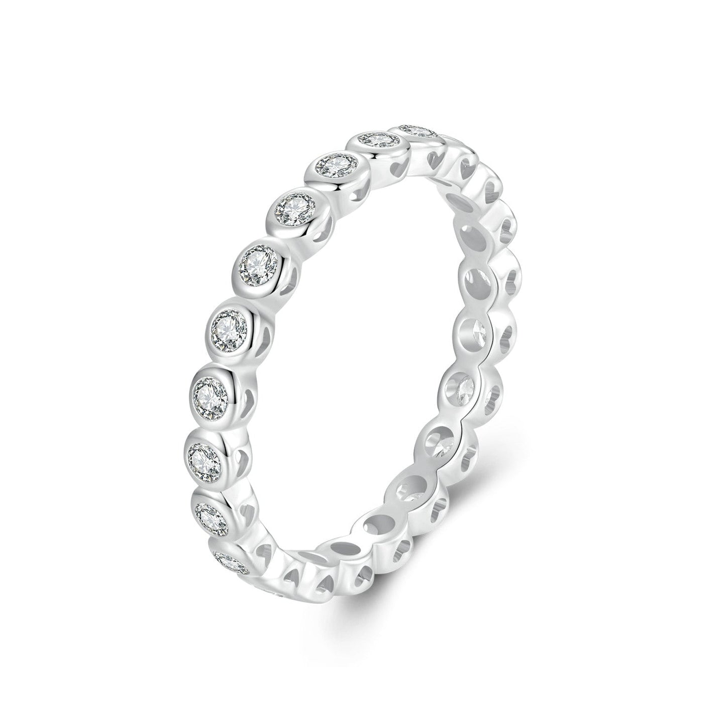 925 Sterling Silver 2mm Moissanite Ring size 7 for Women by Bids.com, bezel-set stones on Tampa Home & Garden Store
