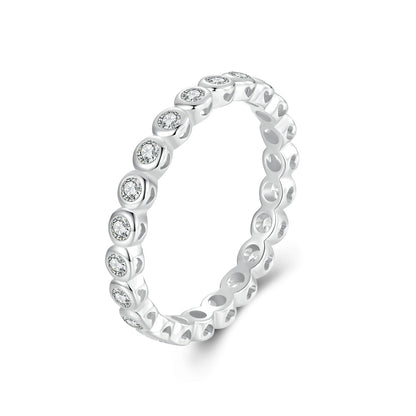 925 Sterling Silver 2mm Moissanite Ring size 7 for Women by Bids.com, bezel-set stones on Tampa Home & Garden Store