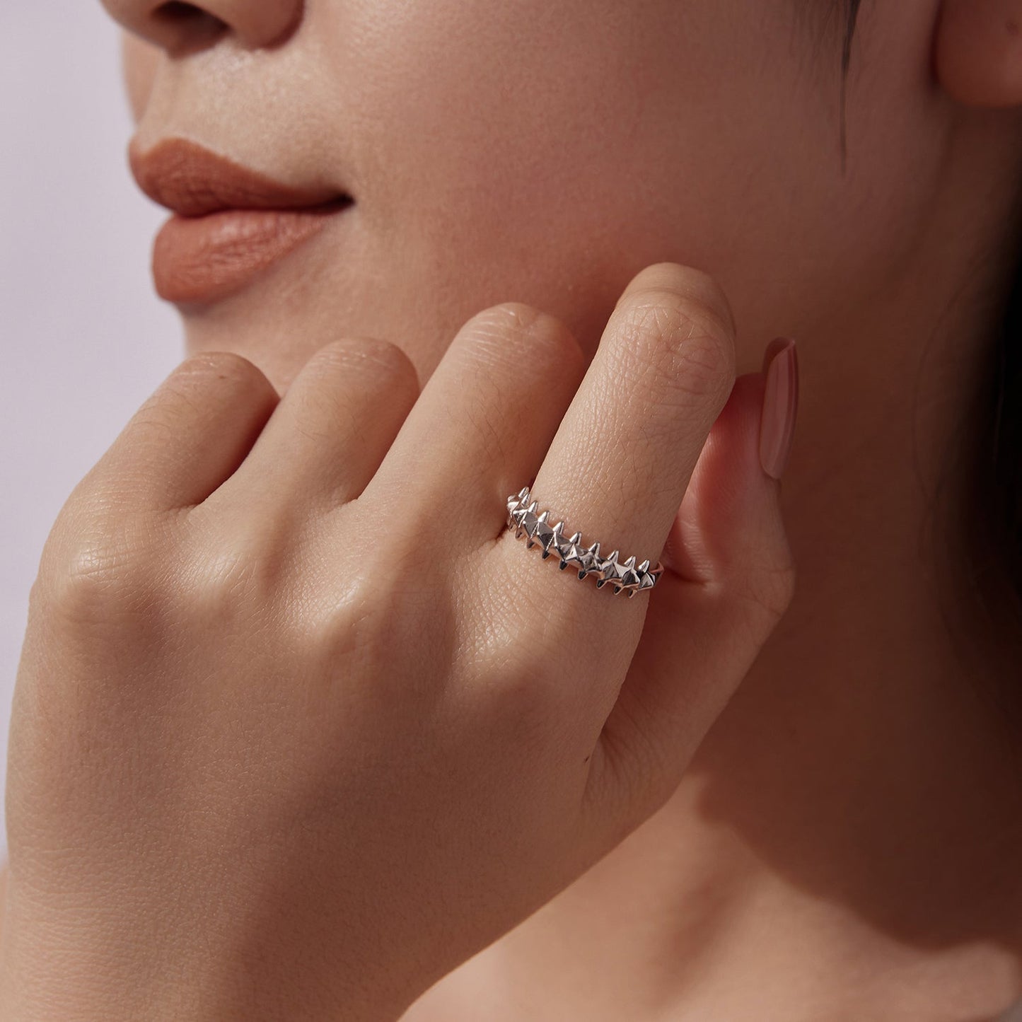 Ring 925 sterling silver + white gold plated, women's spike-band by Bids.com on Tampa Home & Garden Store
