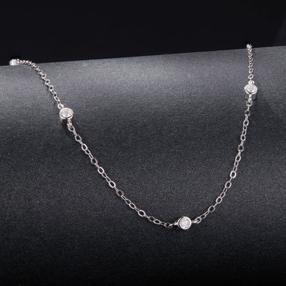Moissanite necklace 925 silver with bezel-set stones on fine chain on Tampa Home & Garden Store