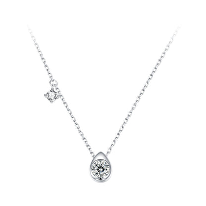 Sterling silver adjustable moissanite necklace with teardrop pendant and central stone on Tampa Home & Garden Store