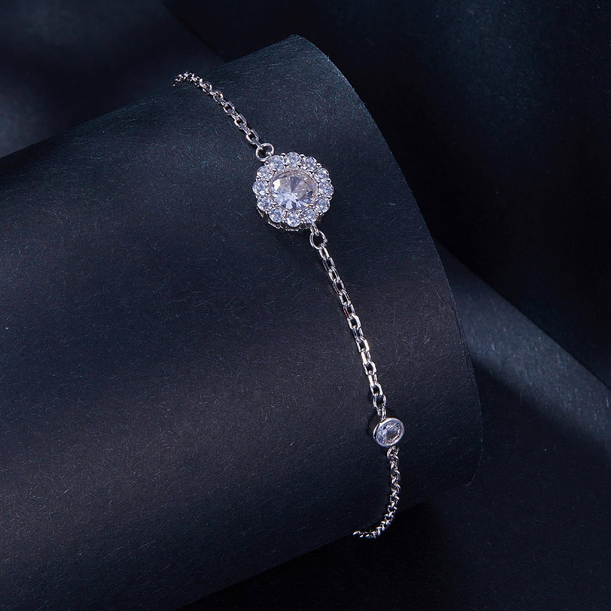 Bracelet 925 Sterling Silver Moissanite 0.5ct halo with pavé setting by Bids.com on Tampa Home & Garden Store