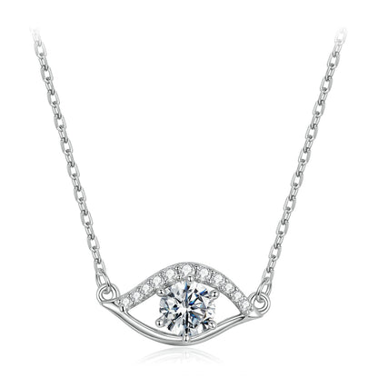 Moissanite Necklace 925 40+5cm chain curved pave frame around center stone by Bids.com on Tampa Home & Garden Store