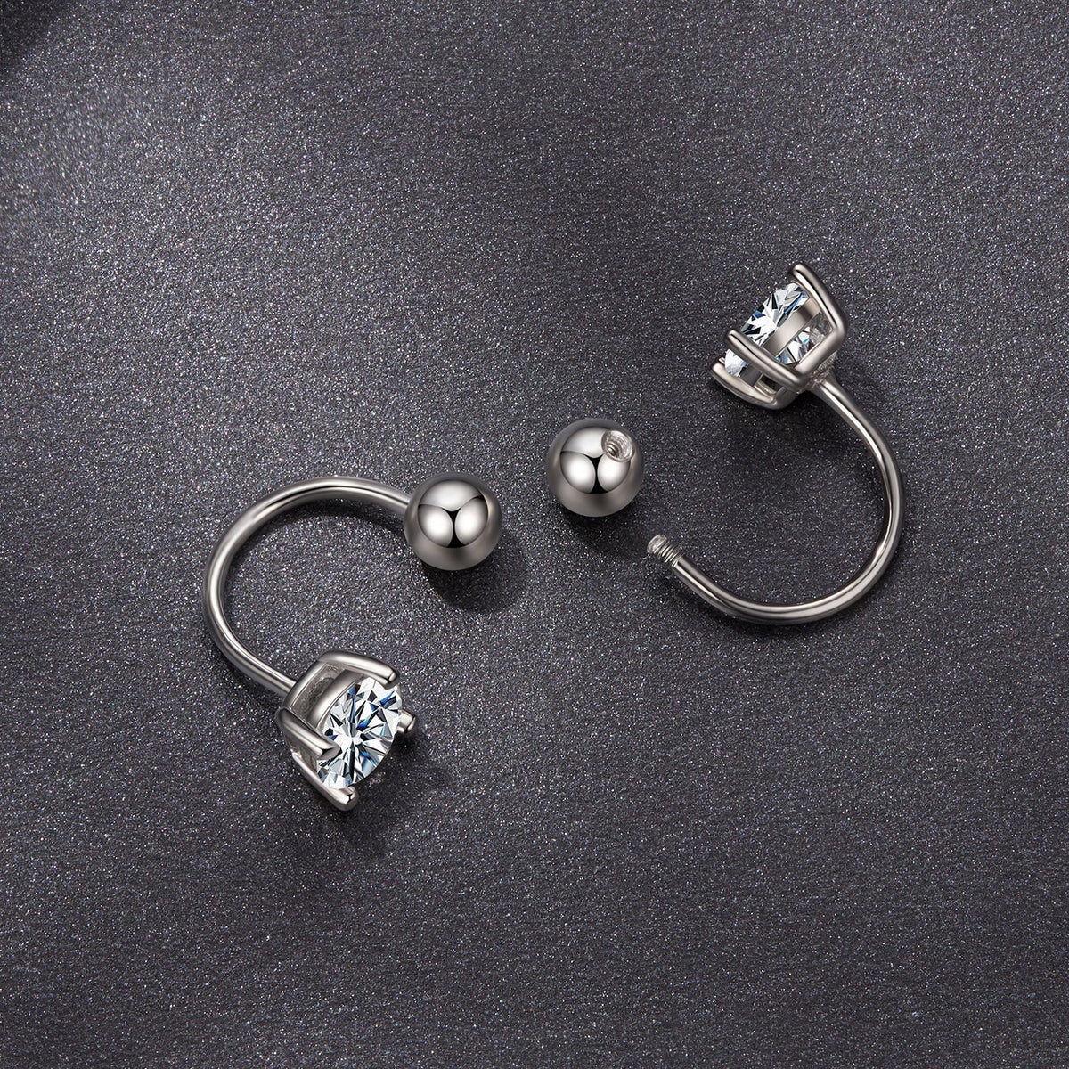 Earrings 925 Sterling Silver Moissanite 0.1ct, 1.3cm curved cuff with stones, Bids.com on Tampa Home & Garden Store
