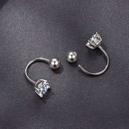 Earrings 925 Sterling Silver Moissanite 0.1ct, 1.3cm curved cuff with stones, Bids.com on Tampa Home & Garden Store