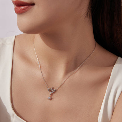 925 sterling silver necklace with pave-set drop pendant and round moissanite stone on Tampa Home & Garden Store