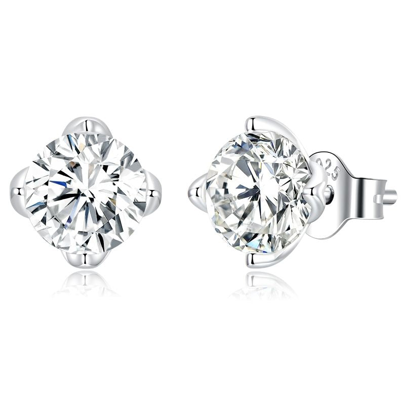 Earrings 925 Sterling Silver Moissanite 0.50ct round studs for women by Bids.com on Tampa Home & Garden Store