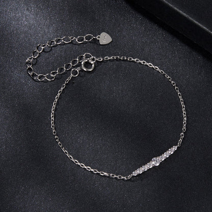 925 Sterling Silver Moissanite Bracelet for Women, White Gold plated, 15+6cm chain with stones on Tampa Home & Garden Store