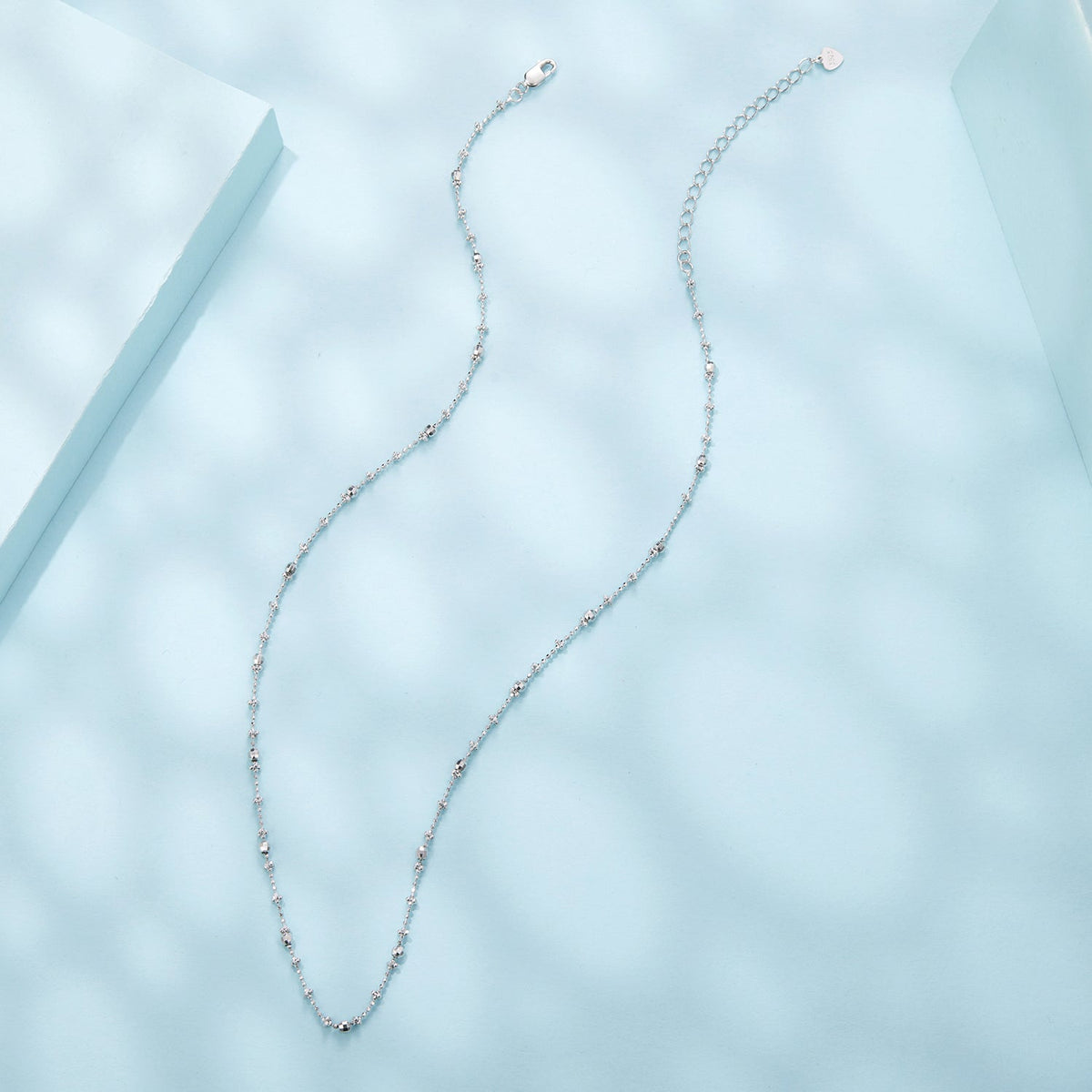 Necklace 925 Sterling Silver white gold plated dotted bead chain 40+5cm Bids.com on Tampa Home & Garden Store