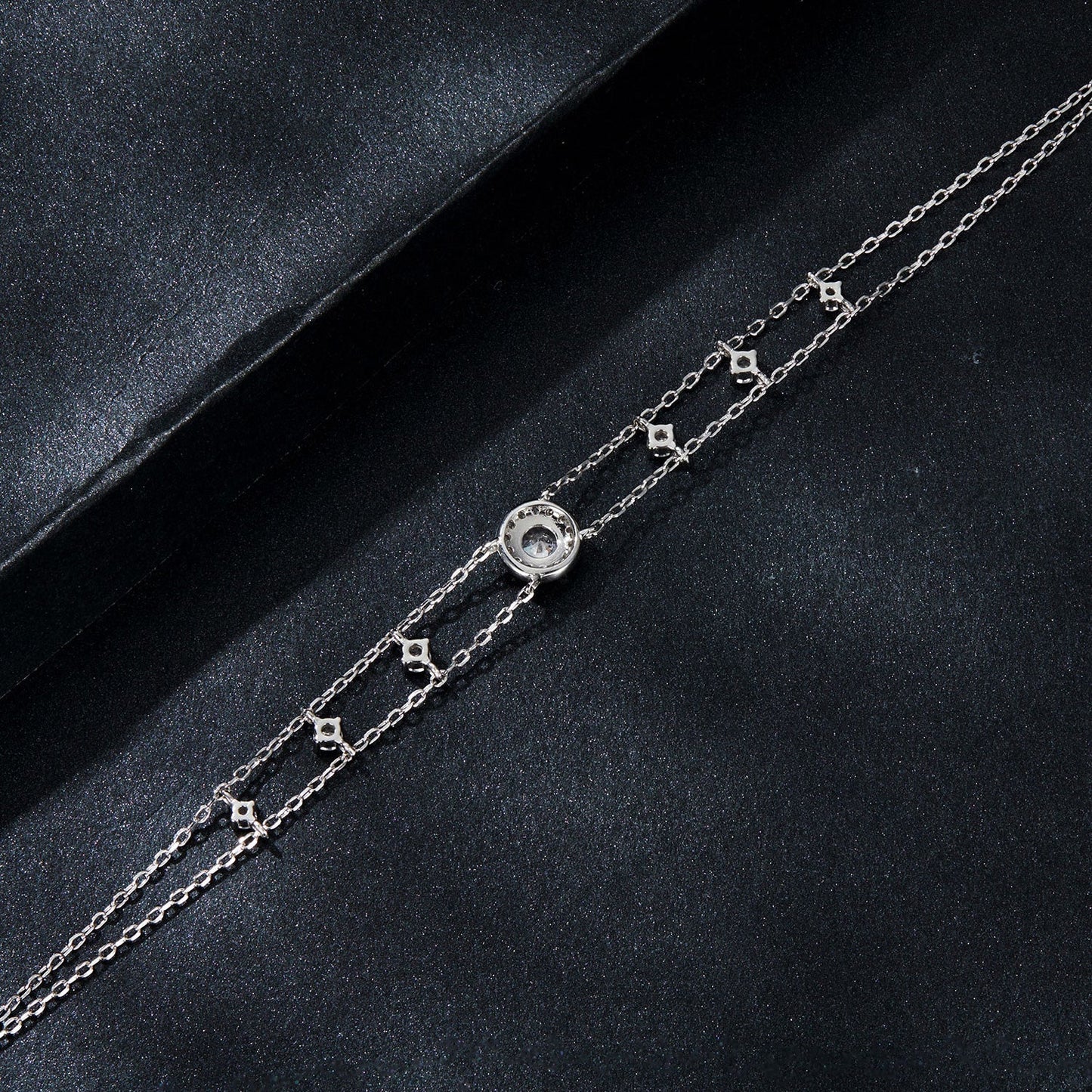 Bracelet 925 Sterling Silver 5.0mm moissanite centerpiece CZ accents, white gold plating on Tampa Home & Garden Store