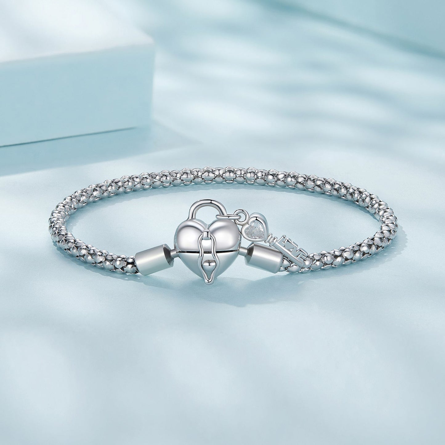 Sterling silver pave CZ bracelet with heart clasp and charm, size 17.0 for women, Bids.com on Tampa Home & Garden Store