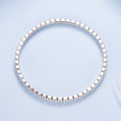 Bracelet 925 Sterling Silver white gold plated CZ, stretchable 16cm by Bids.com on Tampa Home & Garden Store