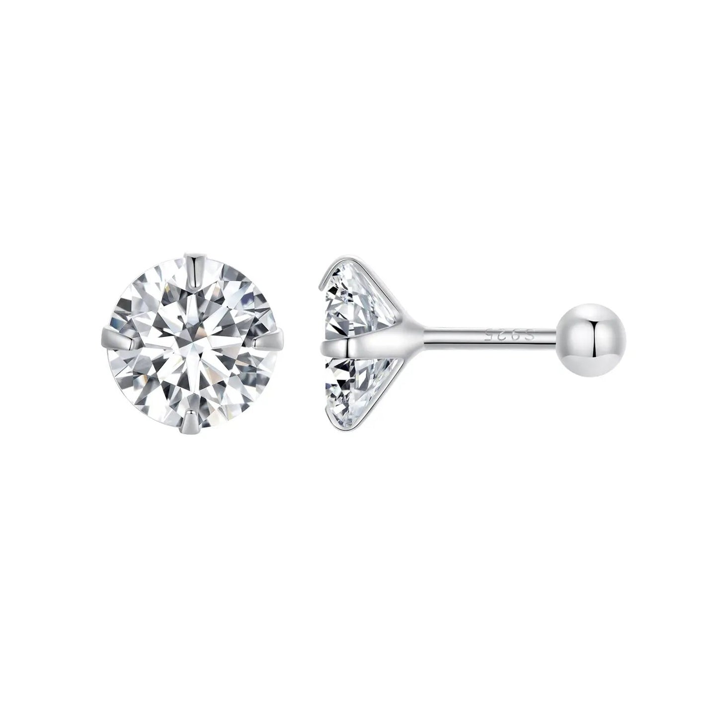Earrings 925 Sterling Silver Pavé CZ by Bids.com, round stud with prong setting on Tampa Home & Garden Store