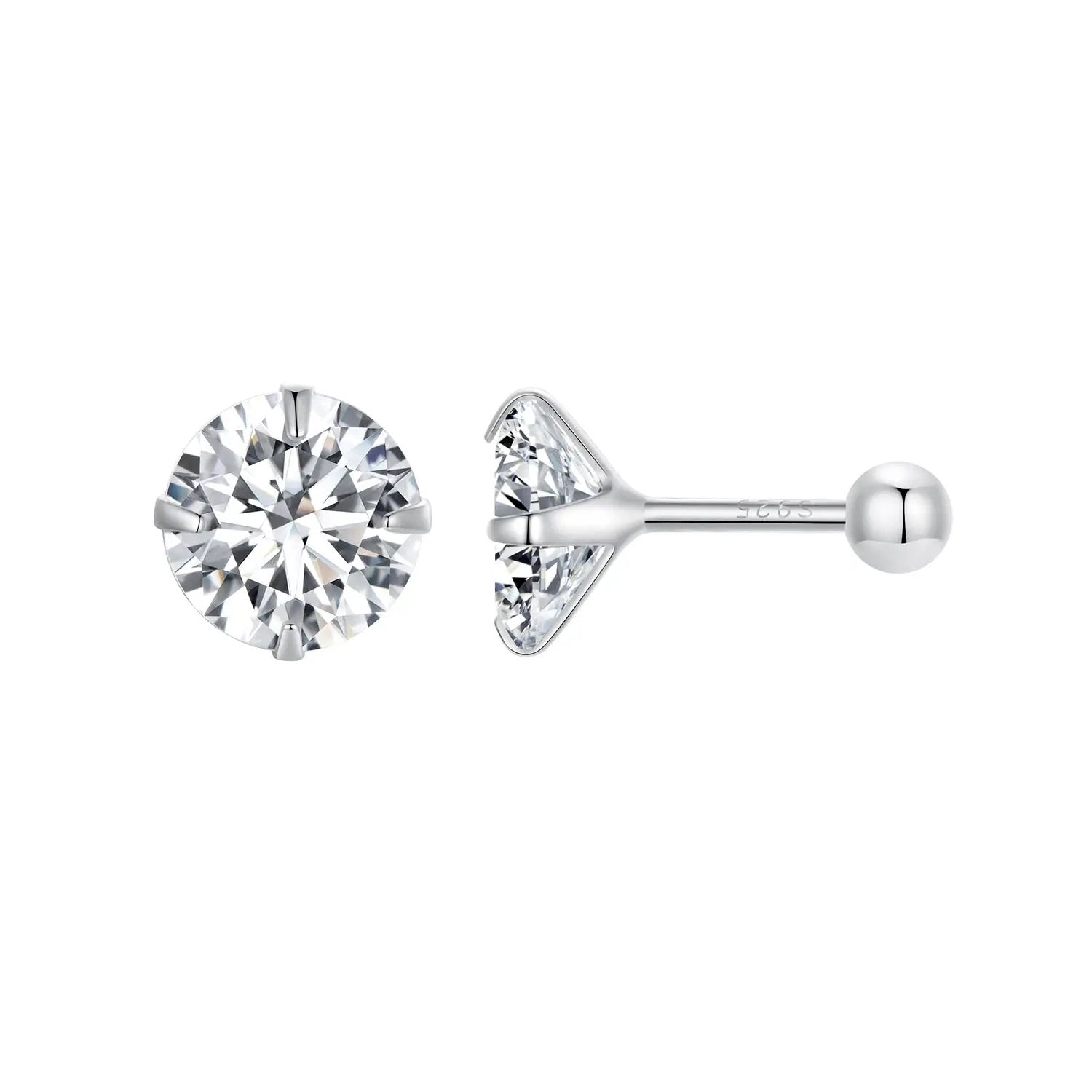 Earrings 925 Sterling Silver Pavé CZ by Bids.com, round stud with prong setting on Tampa Home & Garden Store