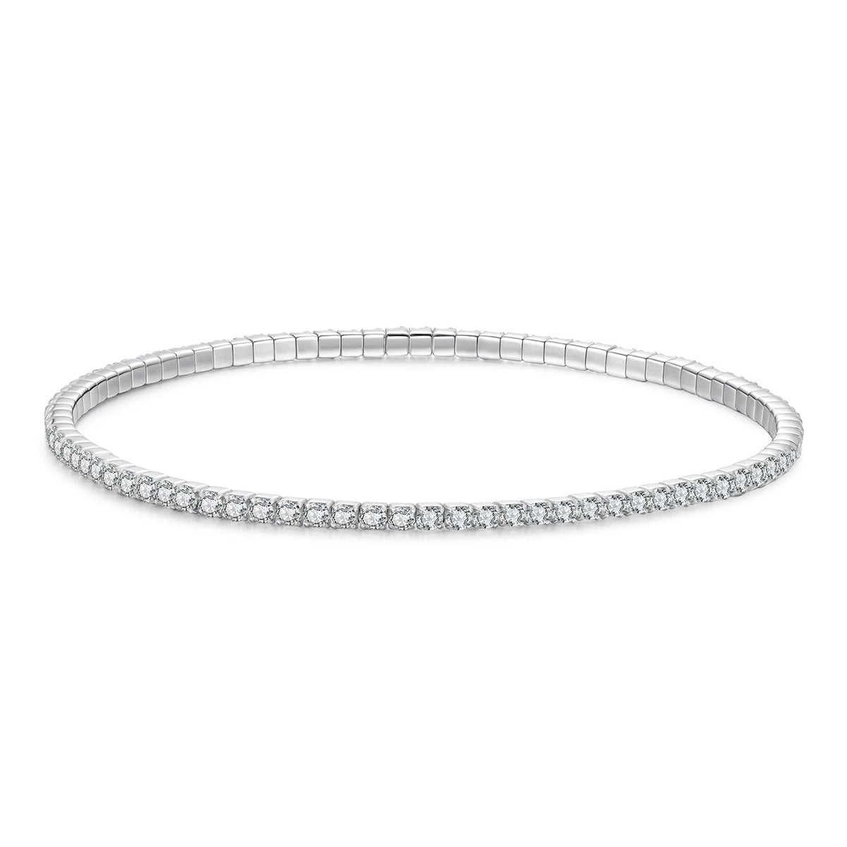 Bracelet 16cm stretch CZ, 925 sterling silver white gold plated, Bids.com on Tampa Home & Garden Store