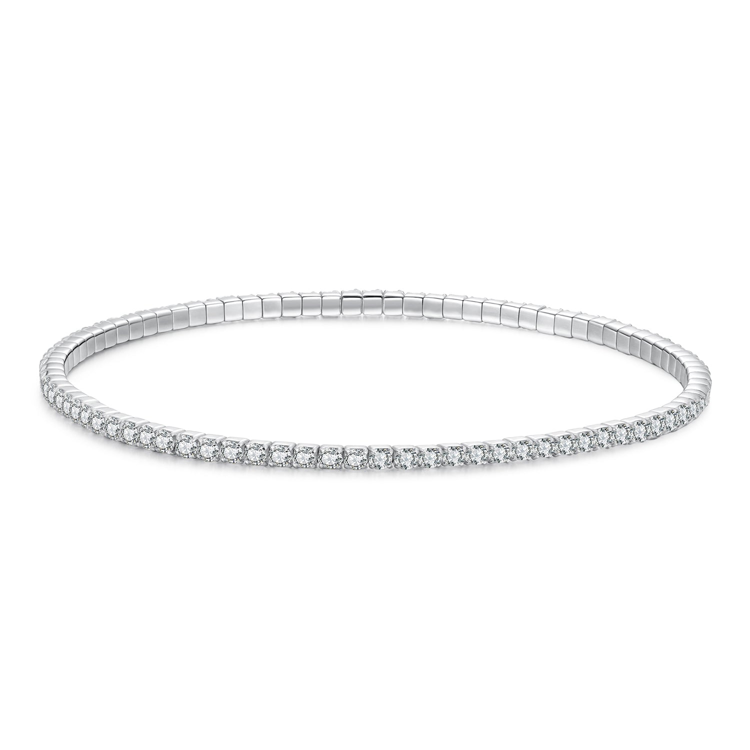 Bracelet 16cm stretch CZ, 925 sterling silver white gold plated, Bids.com on Tampa Home & Garden Store