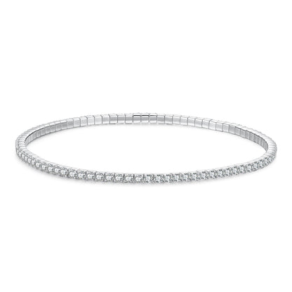 Bracelet 16cm stretch CZ, 925 sterling silver white gold plated, Bids.com on Tampa Home & Garden Store