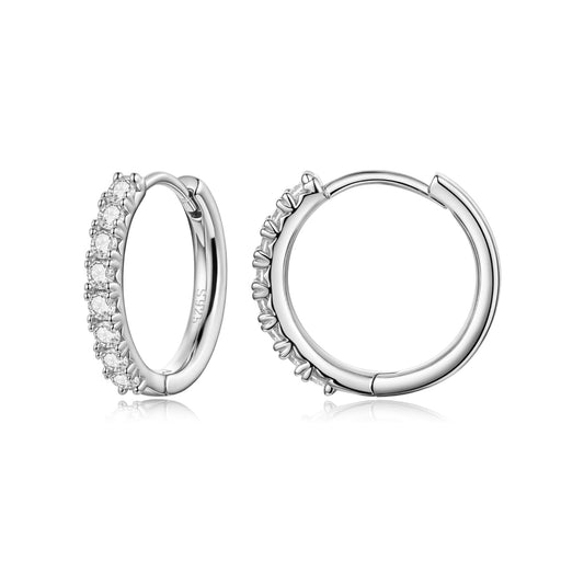 Hoop earrings 925 sterling silver moissanite, white gold plated, 1.6cm, by Bids.com for women on Tampa Home & Garden Store