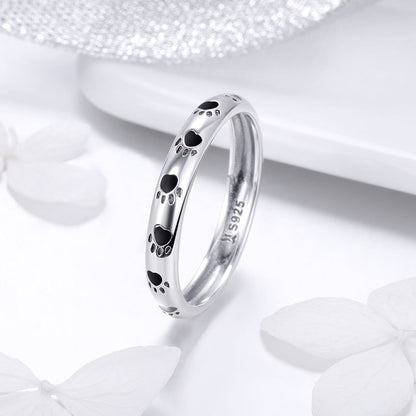 Sterling silver women's ring with paw print motifs, size 5, 0.3cm wide, by Bids.com on Tampa Home & Garden Store