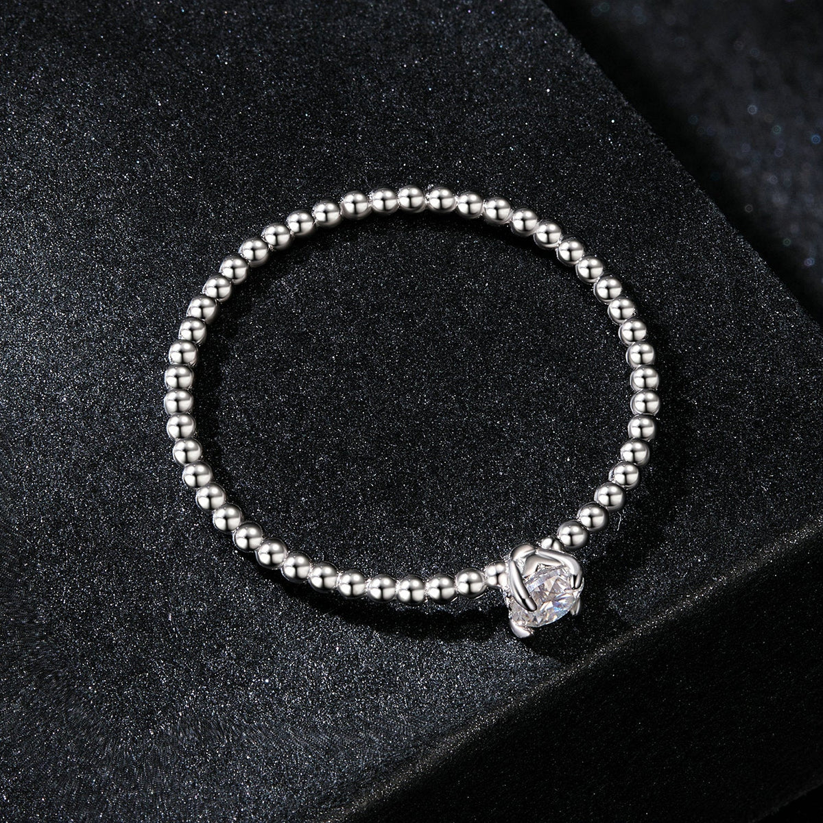 Bracelet: 925 sterling silver beaded design with a 3mm moissanite centerpiece on Tampa Home & Garden Store