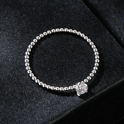 Bracelet: 925 sterling silver beaded design with a 3mm moissanite centerpiece on Tampa Home & Garden Store