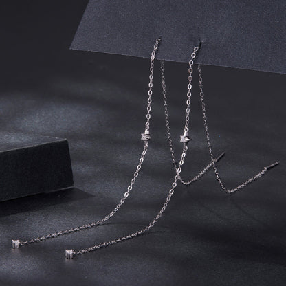 Earrings 925 sterling silver plated white gold moissanite, 7cm chain drop, by Bids.com on Tampa Home & Garden Store