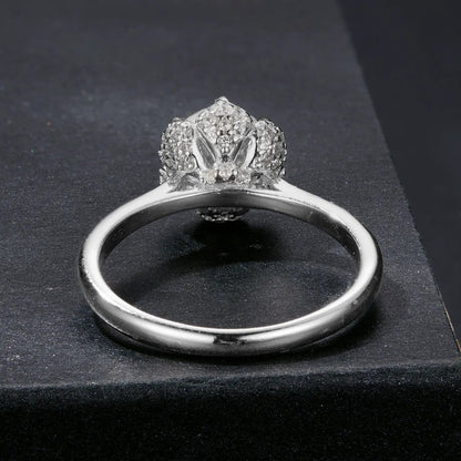 Ring 925 sterling silver moissanite cluster crown, size 6, white gold plated by Bids.com on Tampa Home & Garden Store