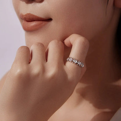 Ring sterling silver white gold plated CZ ring size 6 two-row band on Tampa Home & Garden Store