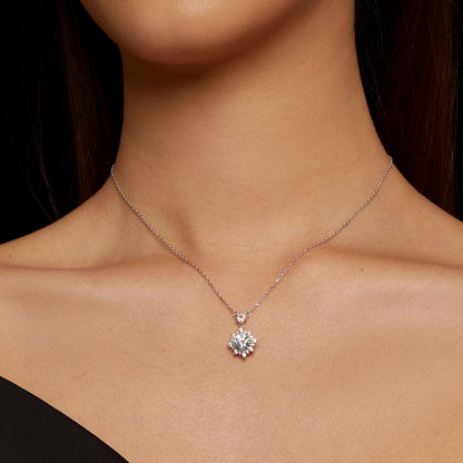 925 Sterling Silver Moissanite Necklace with pavé platinum setting and pendant on 450mm chain on Tampa Home & Garden Store