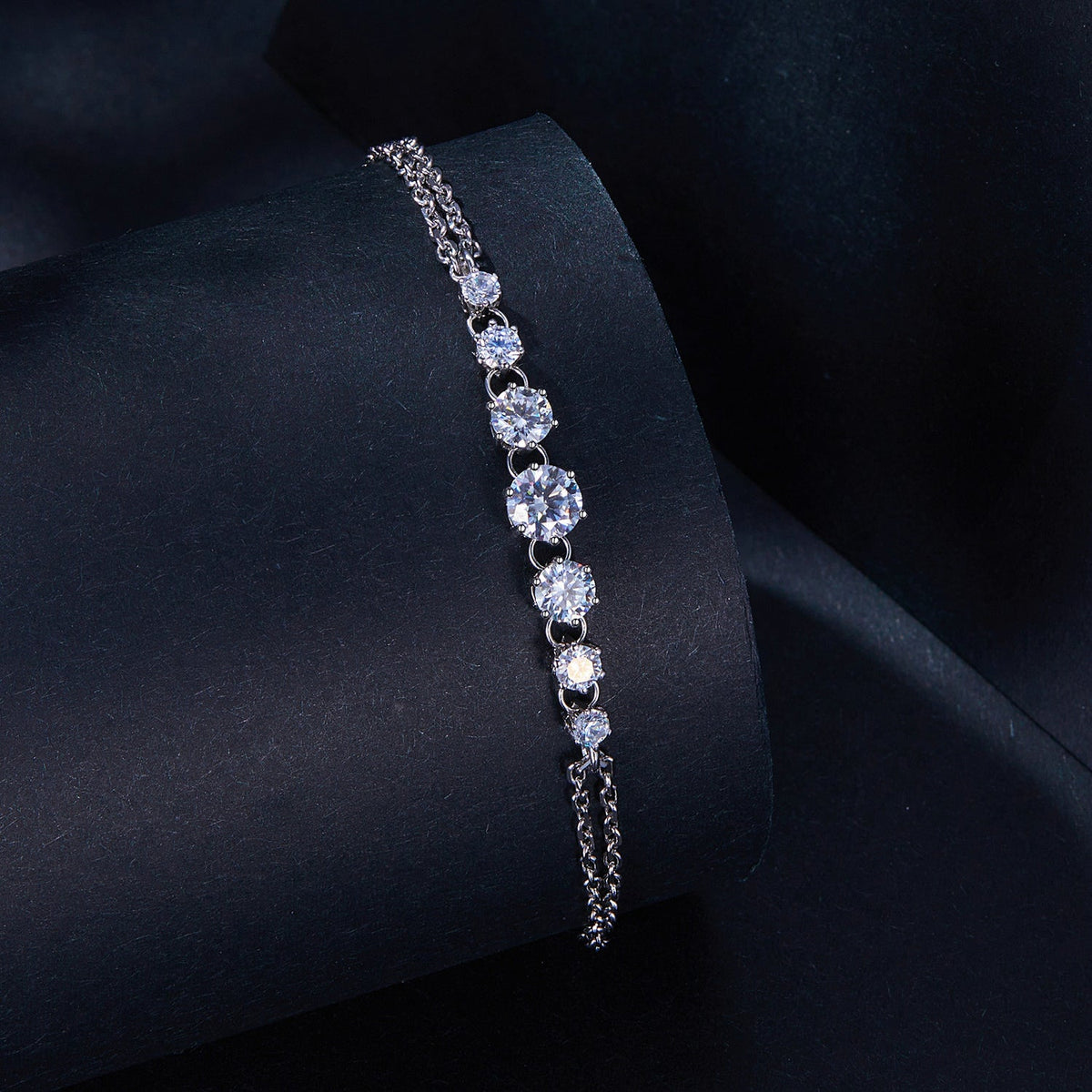 Moissanite bracelet 5MM in 925 sterling silver, women's jewelry by Bids.com with round stones on Tampa Home & Garden Store