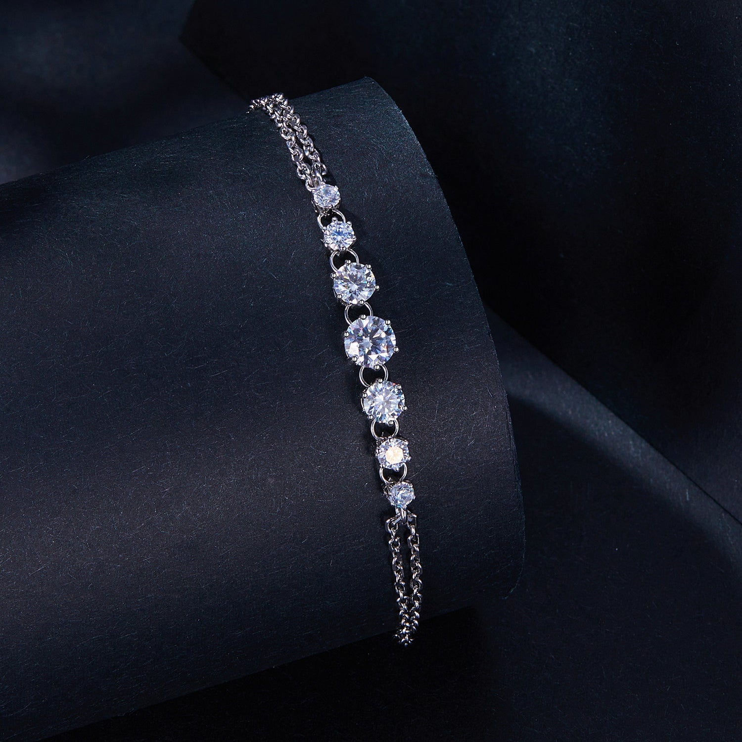 Moissanite bracelet 5MM in 925 sterling silver, women's jewelry by Bids.com with round stones on Tampa Home & Garden Store