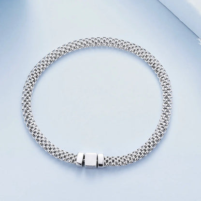 Bracelet 925 sterling silver-plated platinum, women's 17.0 size, square-link chain by Bids.com on Tampa Home & Garden Store