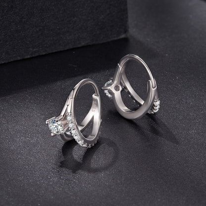 Pair of 925 Sterling Silver Moissanite Earrings 0.3ct with pave accents for women on Tampa Home & Garden Store
